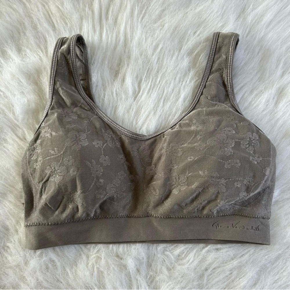 Gloria Vanderbilt Wireless Bra Womens Size XL Floral Stretchy Wirefree Pull Over